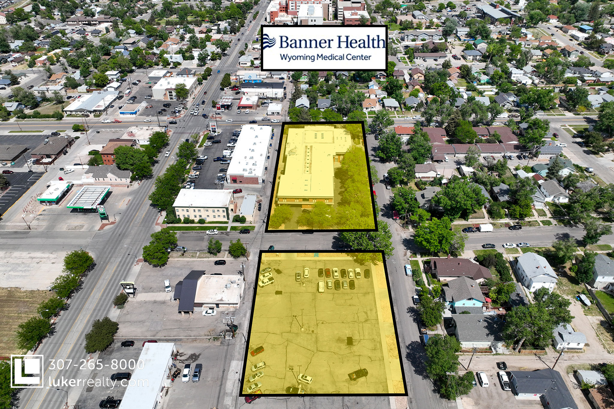 Aerial view of The Casper Clinic property looking west toward Wyoming Medical Center